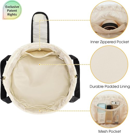 Narwey Makeup Bag - Large Lay Flat Open Cosmetic Organizer for Travel Essentials | Black