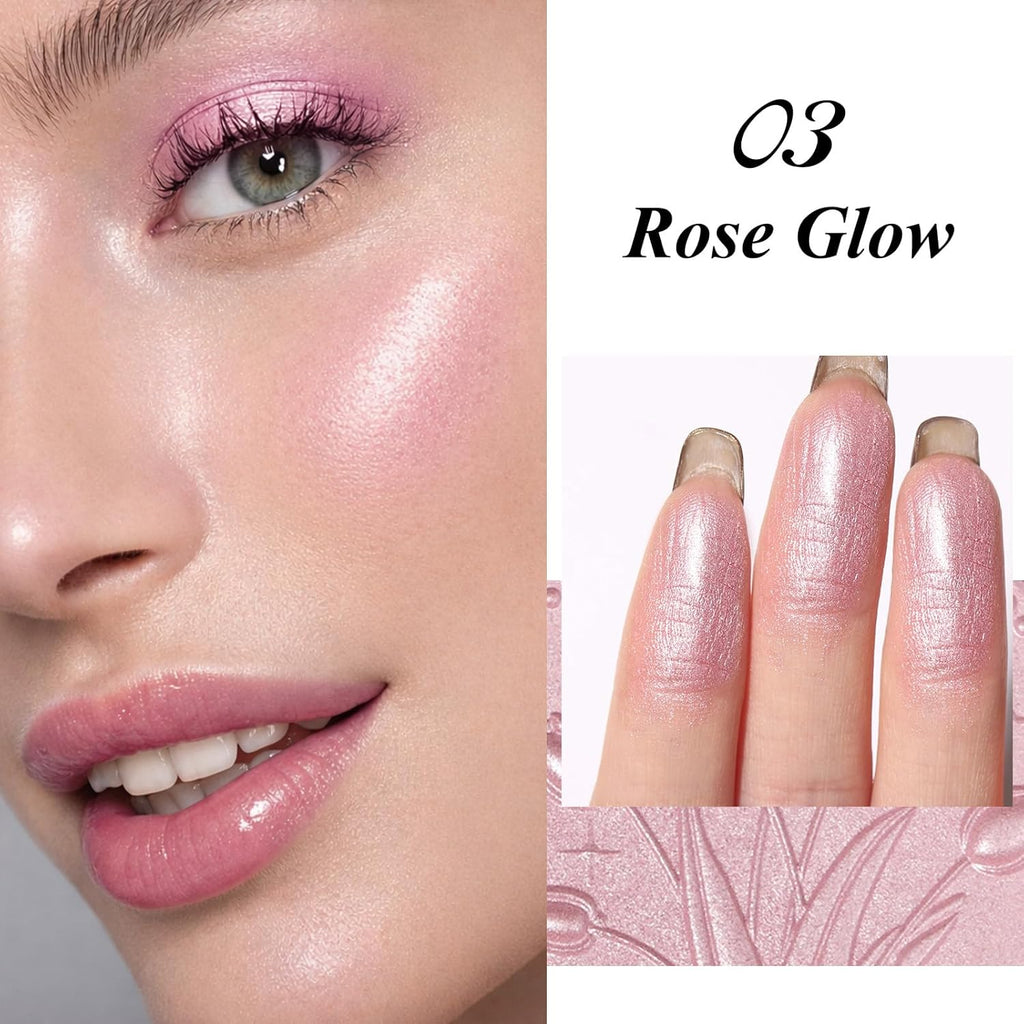 UCANBE Sparkle Bomb Highlighter - Weightless Buildable Illuminator Palette for Face & Body | 03 Rose Glow