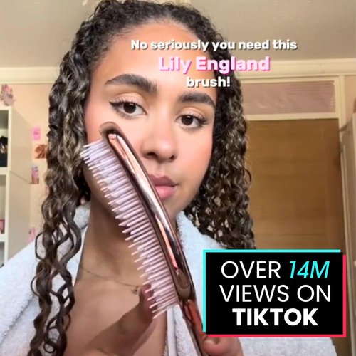 Lily England Detangling & Styling Brush - Pain-Free Rose Gold Brush for Curly Hair - Flexible Bristles for Wet & Dry Use