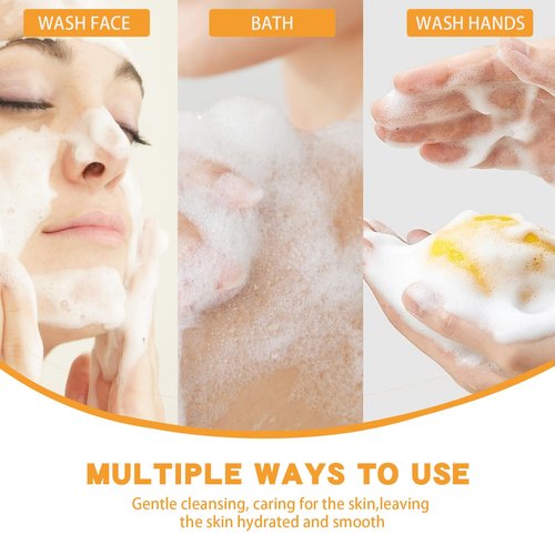 3 PCS Turmeric Soap Bar, Natural Bar Soap for Face & Body, Handmade Tumeric Bar with Coconut Oil, Cleanse Skin, Moisturizing & Soothing Gentle Cleanser for All Skin Types