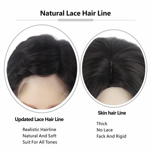 STfantasy Black Lace Front Mens Wigs 6X4X0.5 T Part Lace Short Wigs with 150% Density Side Part Synthetic Hair for Men Man Male Daily Used Costume Party Halloween Cosplay Updated Soft Hair