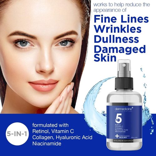 Skiennix 5-in-1 Anti-Aging Face Mist - Hydrates & Brightens with Retinol, Vitamin C, Collagen | 4 fl oz, 120 ml