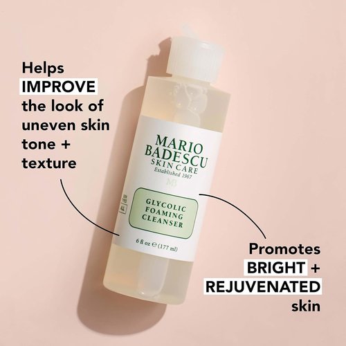 Mario Badescu Glycolic Foaming Cleanser - Exfoliating Face Wash with Glycolic Acid & Aloe Vera for All Skin Types | Evens Skin Tone & Texture