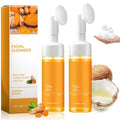 Axnzp 2 Pcs Turmeric Foaming Face Wash With Brush, Deep Cleansing Exfoliating Glow Wash Turmeric Facial Cleanser for Women All Skin. ﻿