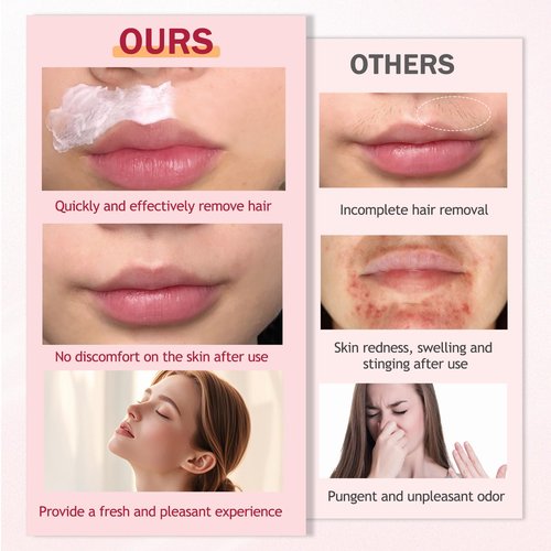 Facial Hair Removal Cream for Women + Soothing Cream – Gently and Painlessly Removes Peach Fuzz & Coarse Hair in 4 Minutes, Up to 7 Days Smooth Skin, Sensitive-Skin Safe,2.04 FL oz(Box of 1)