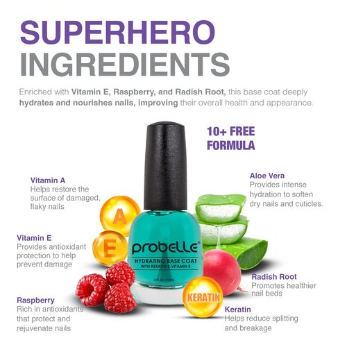 Probelle Hydrating Base Coat - Nourishing Moisturizer for Dry, Brittle Nails | Extends Polish Life