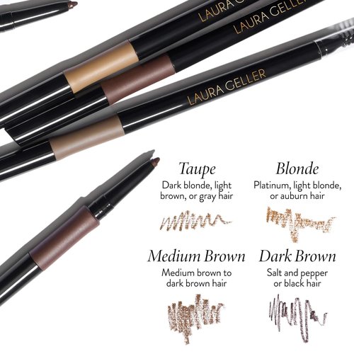 Laura Geller New York INKcredible Waterproof Brow Pencil - Long-Lasting Eyebrow Filler with Spoolie Brush (04 Dark Brown)