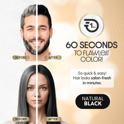 Herbishh 1-Minute Korean Hair Dye Cream - Ammonia-Free Permanent Color for Natural Black Hair | 2.03 fl oz Each