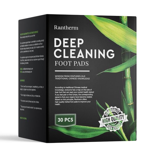Rantherm Deep Cleansing Foot Pads: Bamboo Wood Ginger Foot Patches for Promoting Daily Relaxation and Sleeping 30 Packs