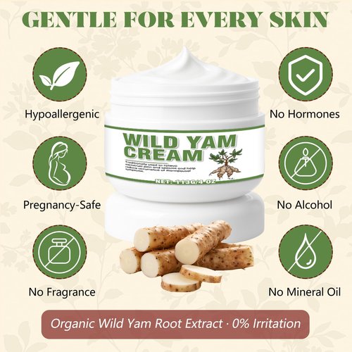 Paistely Wild Yam Cream for Hormone Blance, Progesterone Cream for Women, Supports Hormone Health, Fertility & Menopause Comfort with a Powerful Natural Blend, Natural, 4 oz