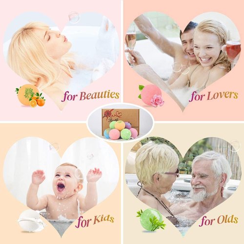 Bath Bombs Gift Set Large 12 PCS 2.8oz Organic Natural Essential Oils, Relax and Moisturize Skin, Luxury Spa Bomb Gifts for Girl, Mom, Kids, Wife, Birthday, Valentine's Day, Anniversary