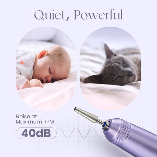 Five Angeles Electric Nail Drill for Acrylic Dip Powder & Gel Nail Art,USB E-file Machine for Beginners,Unique Stepless Adjustable Speed Control Electrical Nail Filer,Tungsten Steel Drill Bit