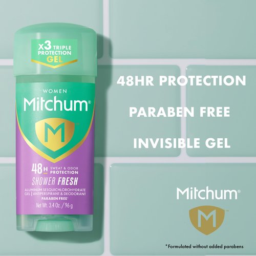 Mitchum Women’s Triple Odor Protection Antiperspirant & Deodorant Gel, Shower Fresh, 48HR Protection, 2.25 oz