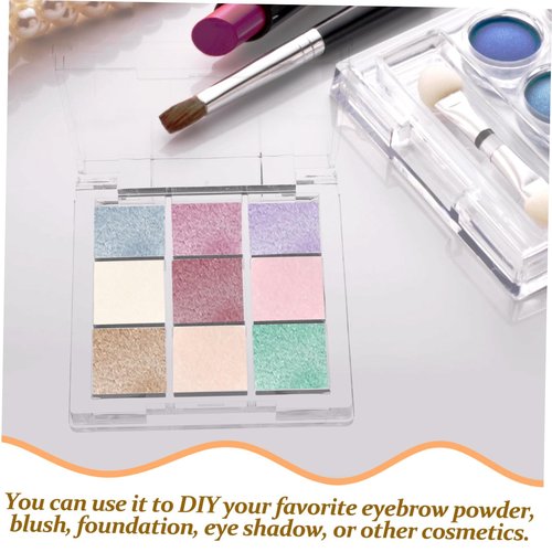 Ipetboom Empty Makeup Palette Depotting Cases - 2pcs 9-Grid Empty Clear Blush Lipstick Box - Portable Makeup Organizer Storage Cases Highlighters Sample Eye Shadow Bracket Travel