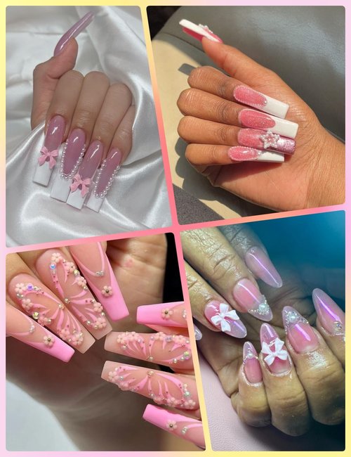 3D Nail Charms and Gems 4000 Pcs Cute Nail Bows Flowers and Mixed Styles Nail Art Charms with Rhinestones Flatback Pearls Suitable for DIY Nail Art Phone Case Decoration