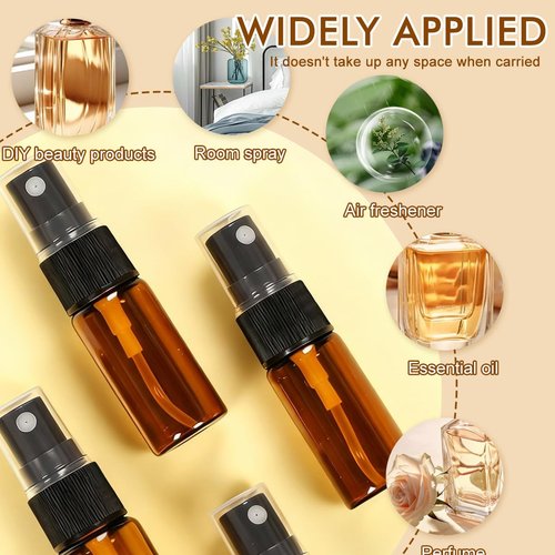 Sanyangboli 12PCS 15ML/0.5OZ Amber Glass Spray Bottle Perfume Bottles Sold Empty Fine Mist Spray Perfume Facial Water Container Cosmetic Jars for Cosmetic Packing