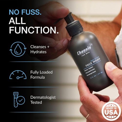 Chassis 360 Dual Action Face Wash - Hydrating Oil Control with Niacinamide & Vitamin C - Unscented 6 Fl Oz