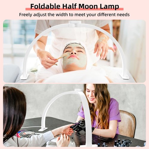 TOELOVE 29" Large Half Moon Light for Nail Desk, Foldable Arch Nail Lamp with Phone Holder, 3 Color Modes,10 Brightness, Perfect for Manicure Handicraft Lighting, White