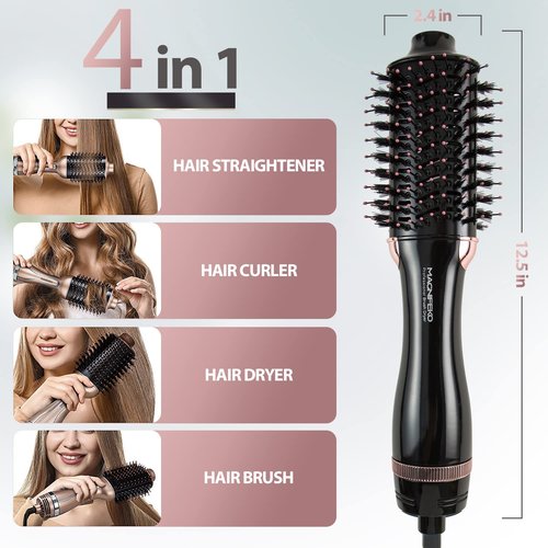Magnifeko Round Hair Dryer Brush - Hot Air Blow Dryer Brush for Women for Hair Drying, Styling and Volumizing -(Black)