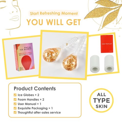 Lazzybeauty Ice Globes Facial Massage Tools, Cryo Cooling Ball for Face & Eye Relief, Beauty Spa Tool for Relaxing and Refreshing Skincare Routine
