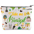 LEVLO Brazil Culture Travel Cosmetic Bag Brazil World Cup Souvenir Gift Take Me To Brazil Zipper Pouch Bag For Traveler (Take Me To Brazil)