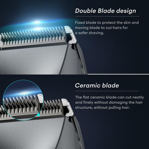 kensen Body Hair Trimmer for Men - Groin & Pubic Hair Trimmer with Ceramic Blades, Manscape Body Shaver for Men with LED Light Ball Shaver IPX7 Waterproof Wet/Dry Rechargeable Body Trimmer Mens Gift