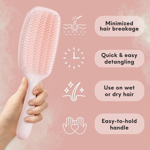 Lily England Detangling & Styling Brush - Pain-Free Rose Gold Brush for Curly Hair - Flexible Bristles for Wet & Dry Use