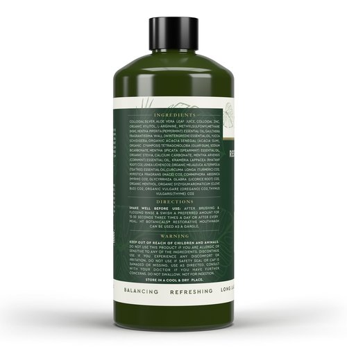 Heart Tone Botanicals Nano Silver Mouthwash | All Natural | Adult Restorative Mouth Rinse | Aloe Vera, Colloidal Silver, & Tea Tree | Complete Oral Care & Fresh Breath | Fluoride, GMO, & Alcohol Free