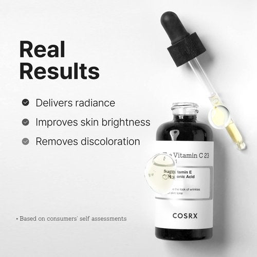 COSRX Pure Vitamin C 23% Serum with Vitamin E & Hyaluronic Acid, Hydrating Facial Serum for Fine Lines, Uneven Skin Tone & Dull Skin, 0.7oz/20g, Korean Skin Care