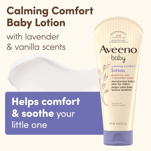 Aveeno Baby Calming Comfort Lotion - Moisturizing with Lavender & Vanilla, 8 fl. oz | Non-Greasy & Natural
