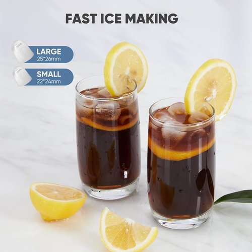 DUMOS Countertop Ice Maker - 26Lbs/24H Portable Ice Machine | 9 Bullet Cubes in 6 Mins, Self-Cleaning, Quiet, Green