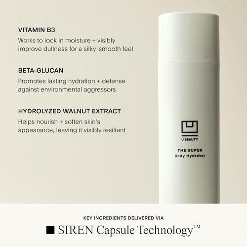 U Beauty The SUPER Body Hydrator - Mega-Dose Hyaluronic Acid Cream with Niacinamide & Squalane | 6.7 fl oz for Smooth, Bright Skin