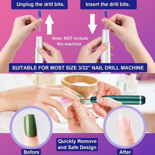 30Pcs Nail Drill Bits Set with Cute Nail Drill Bits Holder Case Nail Drill Bits for Acrylic Nails Professional Ceramic Drill Bit Diamond Carbide Cuticle Remover Efile Bits 3/32 Inch