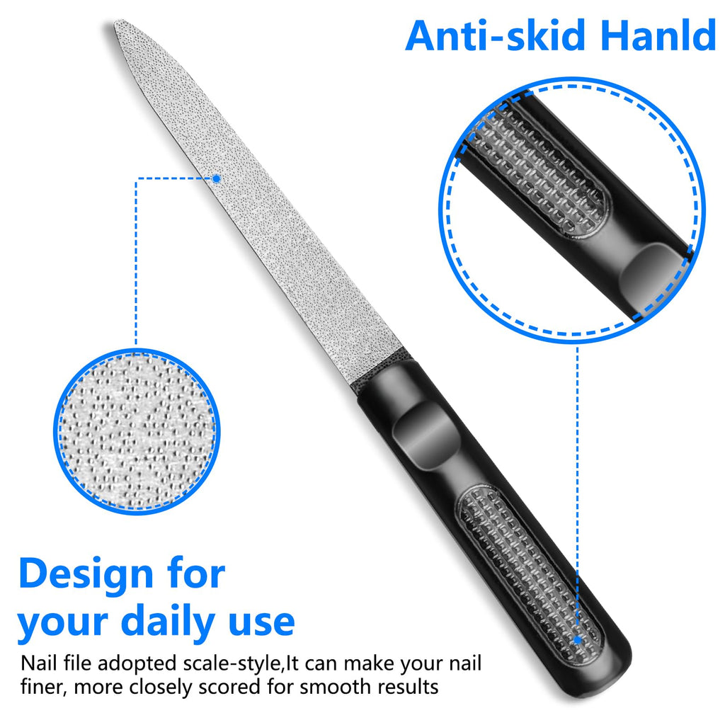 Zonku Toenail Clippers for Seniors Thick Nails,Ultra Wide Jaw Angled Head for Large Toe Nail Clippers for Men Women, Heavy Duty Stainless Steel with Long Handle Cutter,Nail File(Black)