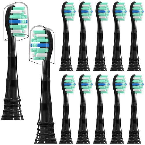 Replacement Toothbrush Heads for Philips Sonicare ProtectiveClean 4100 5100 5300 6100 Electric Toothbrushes, 12 Count Black