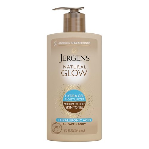 Jergens Natural Glow Hydra Gel Moisturizer - Fragrance-Free Hyaluronic Acid Tanning Lotion | 8.3 Fl Oz