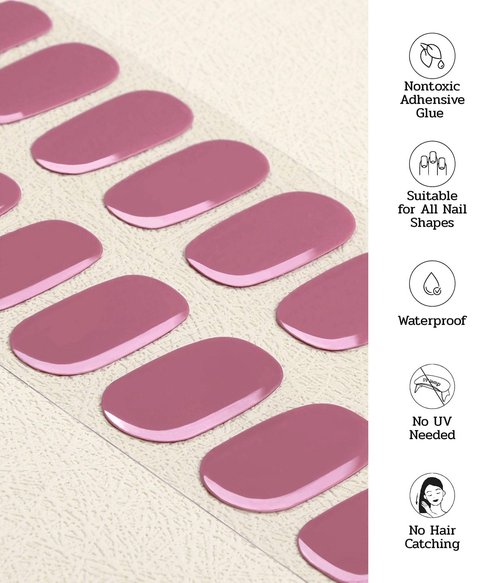 ruyeefam Nail Polish Strips (No UV Lamp Needed) - 22 Pcs Salon Quality Gel Nail Stickers - Long Lasting Wraps (Drama Queen Jam Pink)