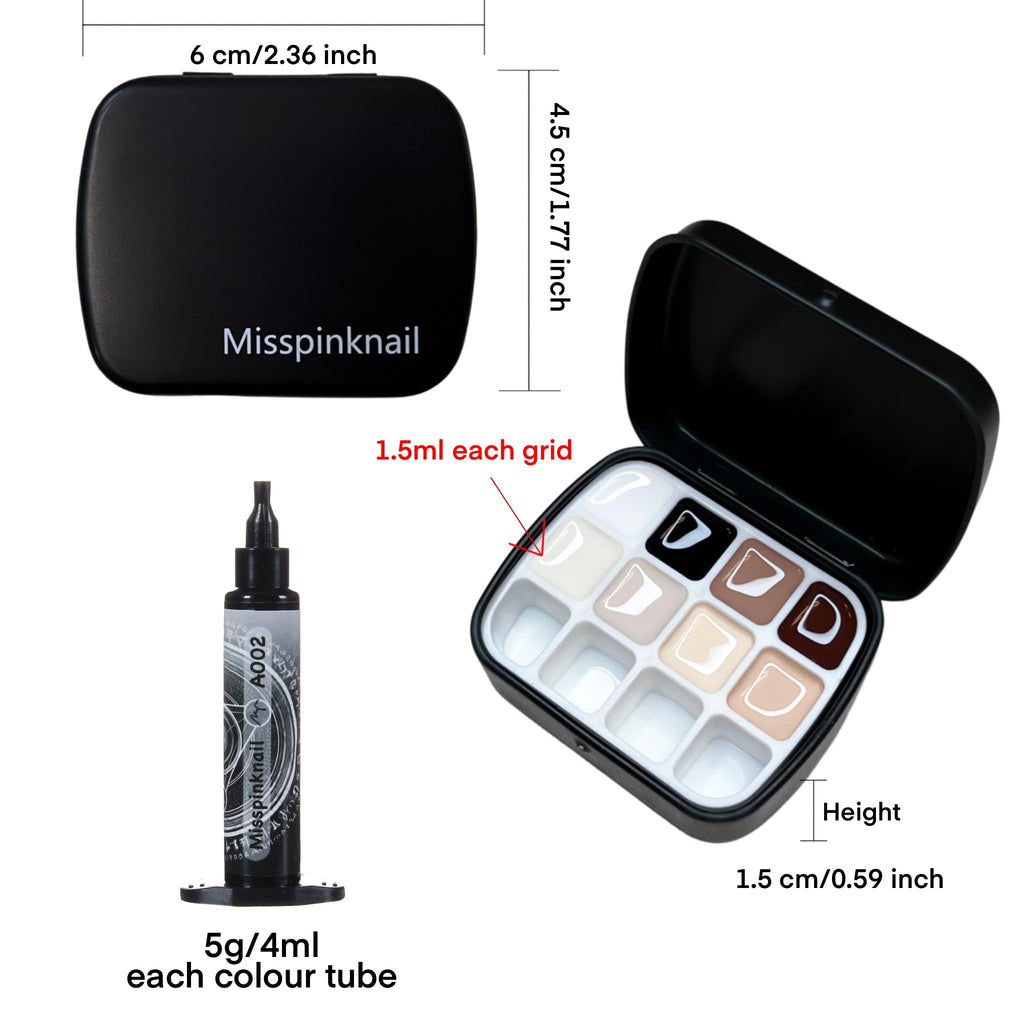 YJMyujimi Advanced Painting Gel for Nail Art,8 colour kit with 2 palette(12 divsions),Non wipe,Manicure Professional Nail Salon DIY at Home Gift (Set A)