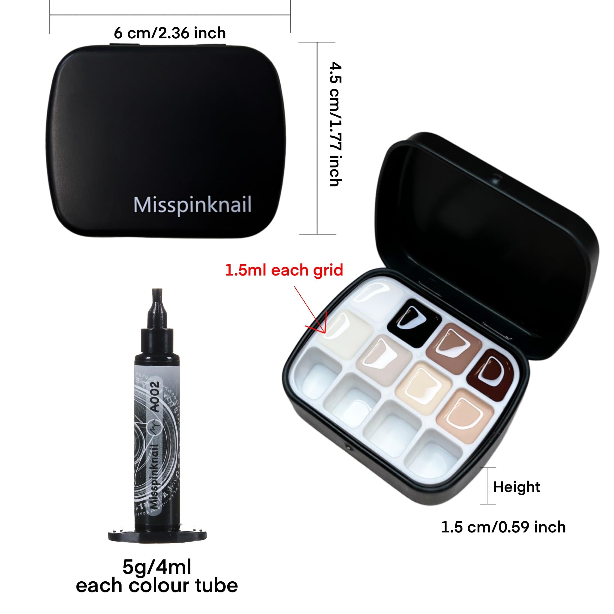 YJMyujimi Advanced Painting Gel for Nail Art,8 colour kit with 2 palette(12 divsions),Non wipe,Manicure Professional Nail Salon DIY at Home Gift (Set A)