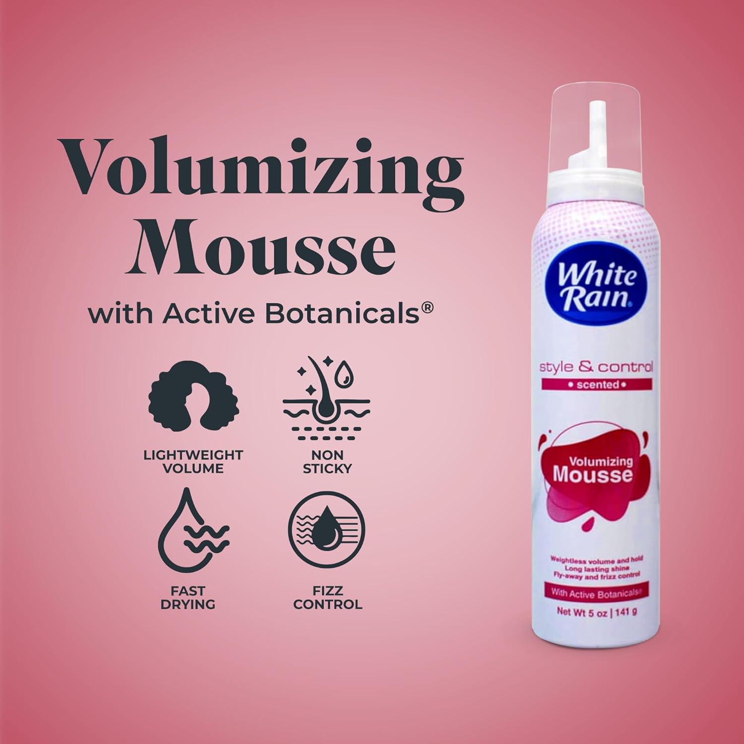 White Rain Volumizing Mousse - Lightweight Hair Volume & Frizz Control | 3 Pack, 5 oz Each