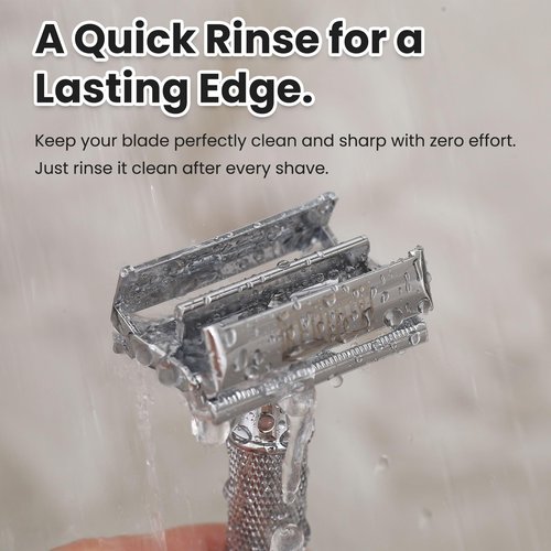 Safety Razor for Men, Premium Stainless Steel Butterfly Open Comb DE Razor, Weighted Heavy Handle with 10 Double Edge Blades, Mirror Polished Silver - Luxury Gift Set for Dad, Groom