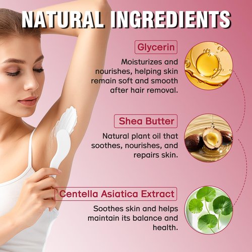 Hair Removal Cream for Women, Crema Depiladora Para Mujer, Fast-Acting, Effective Painless Flawless Depilatory Cream for Legs, Arms, Underarms, Stomach, Pubic Area and Bikini Line 120g