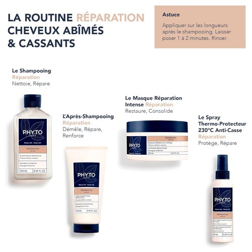 Phyto Paris Repair Intensive Restructuring Mask - Vegan & Silicone-Free for Damaged Hair | 6.76 fl. oz.