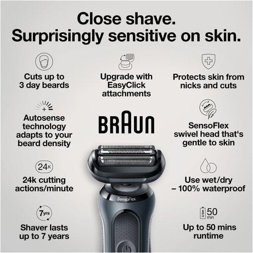 Braun Series 6 6075cc Electric Shaver - Wet & Dry, Rechargeable, SmartCare Center, Black