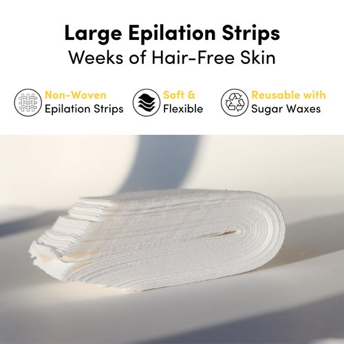 Parissa Epilation Strips (Large) | Non-Woven Waxing Strips, Soft & Durable for All-Over Hair Removal, 100% Biodegradable & Reusable with Wax, Professional-Quality for At-Home Waxing | 100 count