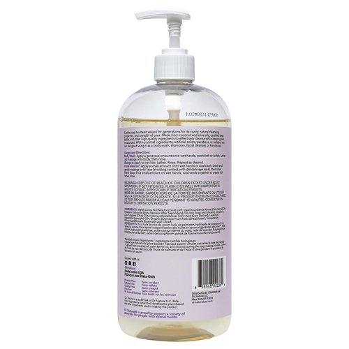 Dr. Natural Castile Liquid Soap - Multi-Use Body Wash,Shampoo and Face Wash - Hydrating Body Soap for Skin,Hair,Pets and Home - Lavender - 32 oz,(Pack of 2)