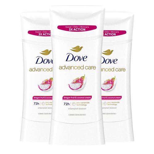 Dove Advanced Care Antiperspirant Deodorant for Women Dragon Fruit & Coconut Cream 3 pack 72 hour sweat and odor protection 2.6 oz