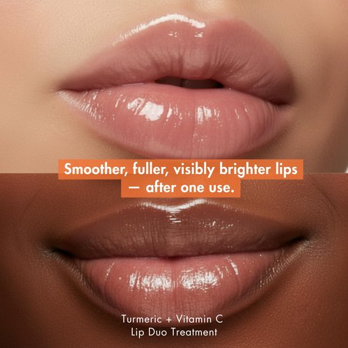 Handmade Heroes Turmeric Lip Scrub & Vitamin C Lip Oil – 100% Natural, Vegan Lip Care Set for Dry, Dark, Dull Lips – Brightening & Nourishing Treatment Duo