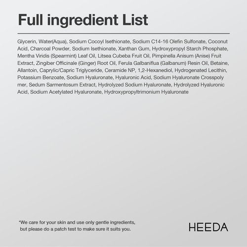HEEDA Hyaluronic Acid & Ceramide All-In-One Cleanser, Deep Hydrating Face Wash with Charcoal, Coconut, and Turmeric for Radiant, Moisturized, and Balanced Skin