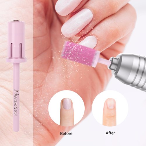MelodySusie Crystal Top Mandrel Bit for Nails, 3/32'' Easy Off Nail Drill Bits for Sanding Bands, Suitable for Acrylic Nails Gel Manicures and Pedicures, Rose PinK